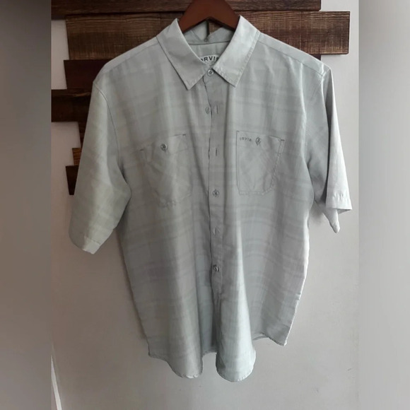 Orvis men’s XL short sleeve button down woven tech shirt grey plaid lightweight - Picture 1 of 7